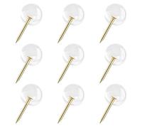 VAPKER Puntine Dorate, 150 Puntine da 9,5 mm, con Testa Rotonda in Acciaio Dorato e Plastica Trasparente, per Mappe, Immagini, Poster e Documenti