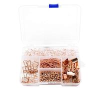 VAPKER Set di puntine per raccoglitori, 5 stili, 400 pezzi, oro rosa, forniture per ufficio per scuola e casa
