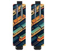 VAPOKF 2 portapenne regolabili con fascia elastica per quaderni, in pelle PU, portapenne, custodia per penne con copertina rigida, libri, agende, raccoglitori, tablet, treno colorato sulla strada