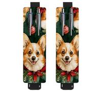 VAPOKF 2 portapenne regolabili con fascia elastica per quaderni, in pelle PU, portapenne, custodia per penne con copertina rigida, libri, agende, raccoglitori, tablet, corgis e campane natalizie