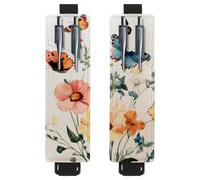 VAPOKF 2 portapenne regolabili con fascia elastica per quaderni, in pelle PU, portapenne, per diari, libri, agende, raccoglitori, tablet, farfalle e papaveri