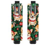 VAPOKF 2 portapenne regolabili con fascia elastica per quaderni, in pelle PU, portapenne, per diari, libri, agende, raccoglitori, tablet, regali natalizi con campane Corgi