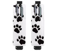 VAPOKF 2 portapenne regolabili con fascia elastica per quaderni, in pelle PU, portapenne, per diari, libri, agende, raccoglitori, tablet, con impronte di zampe di cane nere