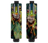 VAPOKF 2 portapenne regolabili con fascia elastica per quaderni, in pelle PU, portapenne, per diari, libri, agende, raccoglitori, tablet, rana su foglie di albero