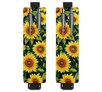 VAPOKF 2 portapenne regolabili con fascia elastica per quaderni, in pelle PU, portapenne, per diari, libri, agende, raccoglitori, tablet, girasoli con foglie