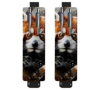 VAPOKF 2 portapenne regolabili con fascia elastica per quaderni, in pelle PU, portapenne, per diari, libri, agende, raccoglitori, tablet, panda rosso su albero innevato