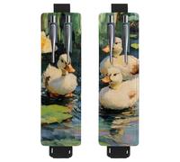 VAPOKF 2 portapenne regolabili con fascia elastica per quaderni, in pelle PU, portapenne, per diari, libri, agende, raccoglitori, tablet, anatroccoli bianchi su stagno