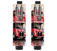 VAPOKF 2 portapenne regolabili con fascia elastica per quaderni, in pelle PU, portapenne, per riviste, libri, agende, raccoglitori, tablet, motivo: autobus londinese vintage su strada