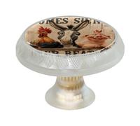 VAPOKF 4 pomelli e maniglie per credenza a forma di gallo e maiale, rotondi da 35 mm, trasparenti, per armadio, mobili, 2 misure di viti incluse