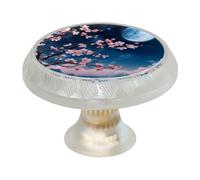VAPOKF 4 pomelli e maniglie per credenza a forma di luna in fiore di ciliegio, rotondi da 35 mm, trasparenti, per mobili da armadio, viti di due dimensioni incluse