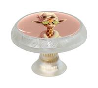 VAPOKF 4 pomelli e maniglie per doccia, a forma di giraffa, rotondi e trasparenti, 35 mm, per armadio, mobili, 2 misure di viti incluse
