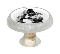 VAPOKF 4 pomelli floreali con lettera A con viti di 2 dimensioni, maniglie rotonde trasparenti per cassetti, armadi, porte, per cucina e cassettiera, ufficio, armadio da bagno