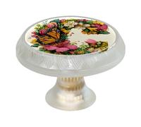 VAPOKF 4 pomelli floreali con lettera C con viti di 2 dimensioni, maniglie rotonde trasparenti per cassetti, armadi, porte, per cucina e cassettiera, ufficio, armadietto del bagno