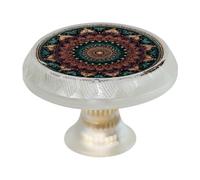 VAPOKF 4 pomelli per armadietti con motivo mandala, con viti di 2 dimensioni, trasparenti, rotondi, da 35 mm, per cassetti, armadi, porte, per cucina e cassettiera, ufficio, armadietto del bagno