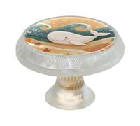 VAPOKF 4 pomelli rotondi trasparenti da 35 mm, a forma di balena oceanica, per cassetti e cassettiere, maniglie a foro singolo, per armadietti, maniglie per porte e maniglie, per armadi, decorazioni