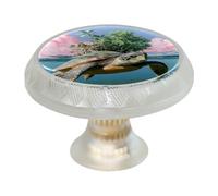 VAPOKF 4 pomelli rotondi trasparenti da 35 mm, a forma di tartaruga oceanica, per cassetti, maniglie per ante di armadietti, maniglie per porte e maniglie, per armadi, decorazioni per la casa