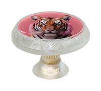 VAPOKF 4 pomelli rotondi trasparenti per armadietti a forma di tigre rosa, 35 mm, pomelli per cassetti e cassettiere a foro singolo, per armadietti, maniglie per porte e maniglie, per armadi