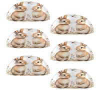 VAPOKF 6 maniglie a conchiglia per cassetti, semicircolari, utilizzate per camera da letto, cassettiera, armadio, porta della cucina, acquerello, due coniglietti
