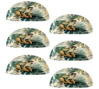 VAPOKF 6 maniglie a conchiglia per cassetti, semicircolari, utilizzate per camera da letto, cassettiera, armadio, porta della cucina, scimmia su foglia di palma