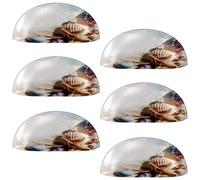 VAPOKF 6 maniglie a conchiglia per cassetti, semicircolari, utilizzate per camera da letto, cassettiera, armadio, porta della cucina, conchiglie da spiaggia e stella marina, 6 pezzi