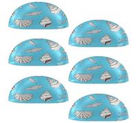 VAPOKF 6 maniglie a conchiglia per cassetti, semicircolari, utilizzate per camera da letto, cassettiera, armadio, porta della cucina, conchiglie marine su blu marino