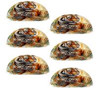 VAPOKF 6 maniglie a conchiglia per cassetti, semicircolari, utilizzate per camera da letto, cassettiera, armadio, porta della cucina, tigre acquerello e cuccioli