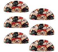 VAPOKF 6 maniglie a conchiglia per cassetti, semicircolari, utilizzate per camera da letto, cassettiera, armadio, porta della cucina, corgi di Natale, con fascia per capelli rossa