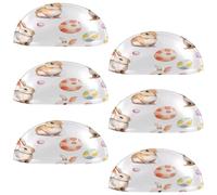 VAPOKF 6 maniglie a conchiglia per cassetti, semicircolari, utilizzate per camera da letto, cassettiera, armadio, porta della cucina, uova di Pasqua colorate, coniglietti carini