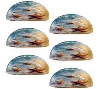 VAPOKF 6 maniglie a conchiglia per cassetti, semicircolari, utilizzate per camera da letto, cassettiera, armadio, porta della cucina, spiaggia con stelle marine e pittura con sabbia