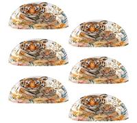 VAPOKF 6 maniglie a conchiglia per cassetti, semicircolari, utilizzate per camera da letto, cassettiera, armadio, porta della cucina, acquerello tigre e cucciolo