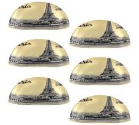 VAPOKF 6 maniglie a conchiglia per cassetti, semicircolari, utilizzate per camera da letto, cassettiera, armadio, porta della cucina, disegno a mano della Torre Eiffer di Parigi