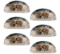 VAPOKF 6 maniglie a conchiglia per cassetti, semicircolari, utilizzate per camera da letto, cassettiera, armadio, porta della cucina, tigri che camminano sulla strada della neve