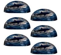 VAPOKF 6 maniglie a conchiglia per cassetti, semicircolari, utilizzate per camera da letto, cassettiera, armadio, porta della cucina, silhouette di squalo su grunge
