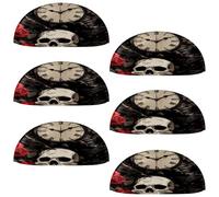 VAPOKF 6 maniglie a conchiglia per cassetti, semicircolari, utilizzate per camera da letto, cassettiera, armadio, porta della cucina, teschio nero corvo rose rosse