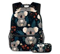 VAPOKF Adorabile set di zaini per la scuola dei bambini, con koala, per adolescenti, ragazze, ragazzi, bambini, zaino con astuccio per scuola elementare secondaria e secondaria