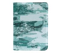 VAPOKF Aegean Teal Shoal of Fish porta passaporto portafoglio da viaggio in pelle custodia per carte di credito, 11,5 x 16,5 cm, Multi, 11.5x16.5cm/4.5x6.5 in, Vintage
