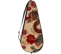 VAPOKF Ancient Dragon - Borsa per racchette da tennis, con peonia rosa e rossa, custodia per racchette da tennis, può contenere fino a 2 racchette