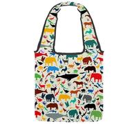 VAPOKF Animals Zoo - Borsa a tracolla in tela, da donna, grande, riutilizzabile, per scuola, lavoro, ufficio, viaggi, shopping, stile casual