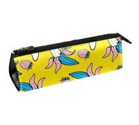 VAPOKF Art Banana Fragole Modello Giallo Penna Sacchetto di Cancelleria Sacchetto Matita Sacchetto Cosmetico Sacchetto Sacchetto di Cerniera Compatta, Multi, 5.5 ×6 ×20CM/2.2x2.4x7.9 in, Organizer per