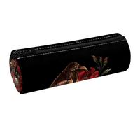 VAPOKF Astucci gotici a nido di corvo con rose rosse, astuccio portapenne in pelle PU, organizer per cancelleria per studenti, astuccio per trucchi per donne, ragazze, ragazzi, bambini, scuola e