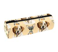 VAPOKF Astucci per matite con chihuahua e Golden Retriever, in pelle PU, astuccio per penne e cancelleria per studenti, astuccio per trucchi per donne, ragazze, ragazzi, bambini, scuola e ufficio