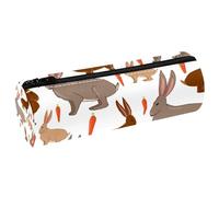 VAPOKF Astucci per matite con conigli, lepre, carote, amore, carote, astuccio in pelle PU, per studenti, cancelleria, trousse per trucchi per donne, ragazze, ragazzi, bambini, scuola e ufficio, Multi