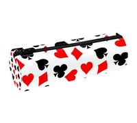 VAPOKF Astucci per matite con cuori di poker, picche e diamanti, in pelle PU, organizer per cancelleria per studenti, astuccio per trucchi, per donne, ragazze, ragazzi, bambini, scuola e ufficio