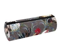 VAPOKF Astucci per matite con disegno ad acquerello, motivo pollo sul prato, in pelle PU, astuccio per cancelleria per studenti, organizer per trucchi, per donne, ragazze, ragazzi, bambini, scuola e