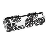 VAPOKF Astucci per matite con motivo a dadi da gioco, in pelle PU, astuccio per cancelleria per studenti, organizer per trucchi, per donne, ragazze, ragazzi, bambini, scuola e ufficio, Multi