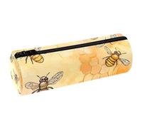 VAPOKF Astucci per matite con stampa di api sul pettine, in pelle PU, astuccio per penne, cancelleria per studenti, astuccio per trucchi, per donne, ragazze, ragazzi, bambini, scuola e ufficio, Multi