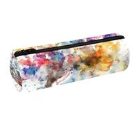 VAPOKF Astucci per matite con stampa treno ad acquerello, in pelle PU, astuccio per penne e cancelleria per studenti, astuccio per trucchi, per donne, ragazze, ragazzi, bambini, scuola e ufficio