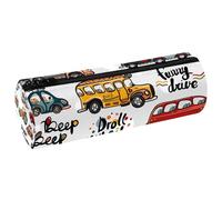 VAPOKF Astucci per matite con trattore, autobus, camion, auto, taxi, in pelle PU, per studenti, cancelleria, organizer per trucchi, per donne, ragazze, ragazzi, bambini, scuola e ufficio, Multi