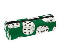 VAPOKF Astuccio a sei lati con dadi su sfondo verde, astuccio portapenne in pelle ecologica in poliuretano, organizer per cancelleria per studenti, astuccio per trucchi per donne, ragazze, ragazzi