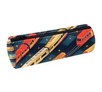 VAPOKF Astuccio colorato con stampa di treno sulla strada, in pelle PU, astuccio per penne, cancelleria per studenti, astuccio per trucchi, per donne, ragazze, ragazzi, bambini, scuola e ufficio